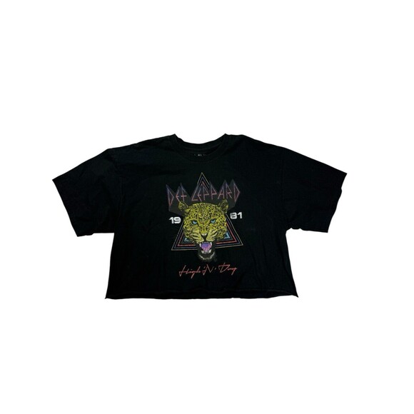 Def Leppard Retro Womens Crop Top Shirt Size Extra Large - Picture 1 of 7